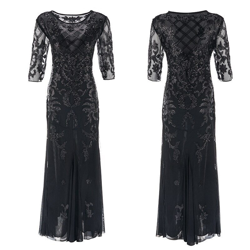 Robe années 20 noir et or