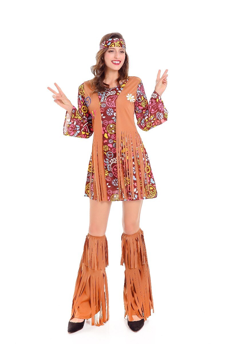 Déguisement robe Hippie chic année 70's pour femme à Paris