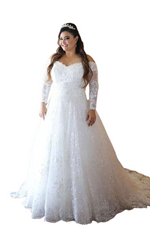 Robe De Mariée Manches Longues Dentelle Princesse