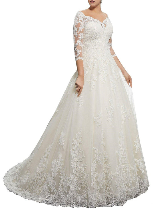 Robe De Mariée Princesse Dentelle Avec Manche