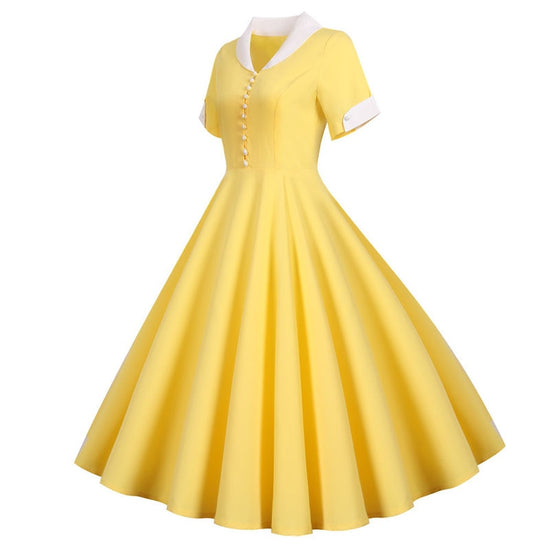 Robe jaune année 40 pas cher