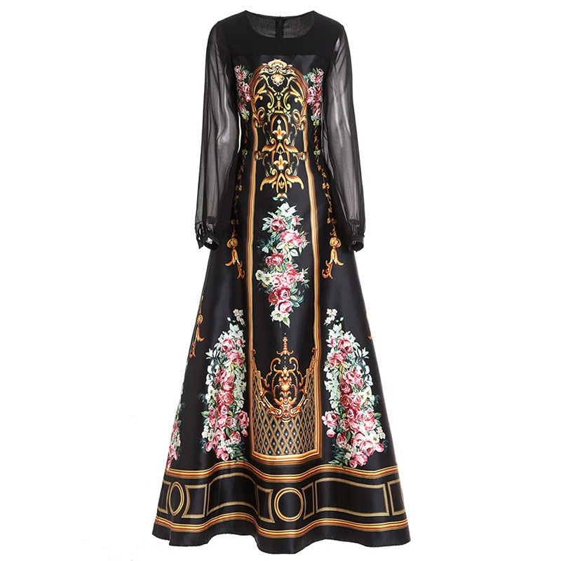 Robe Longue Vintage Burnichon Des Années 70 - Taille 36 (S) - Noir, Style Bohème - Made In France
