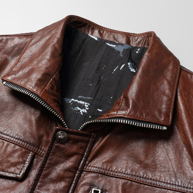 Jacket cuir marron homme outlet
