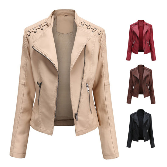 Veste Simili Cuir Vintage Femme
