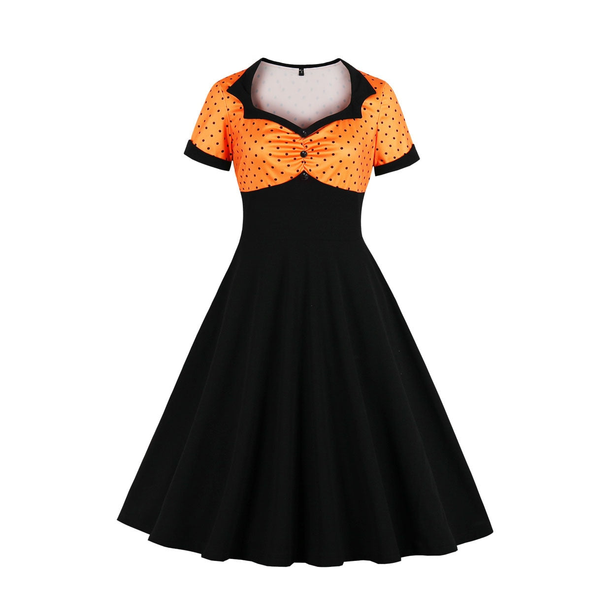 Robe Empire Lemon Femme - Taille EU 38, Blanc Avec Motifs Vert-orange, Courte, Décontractée