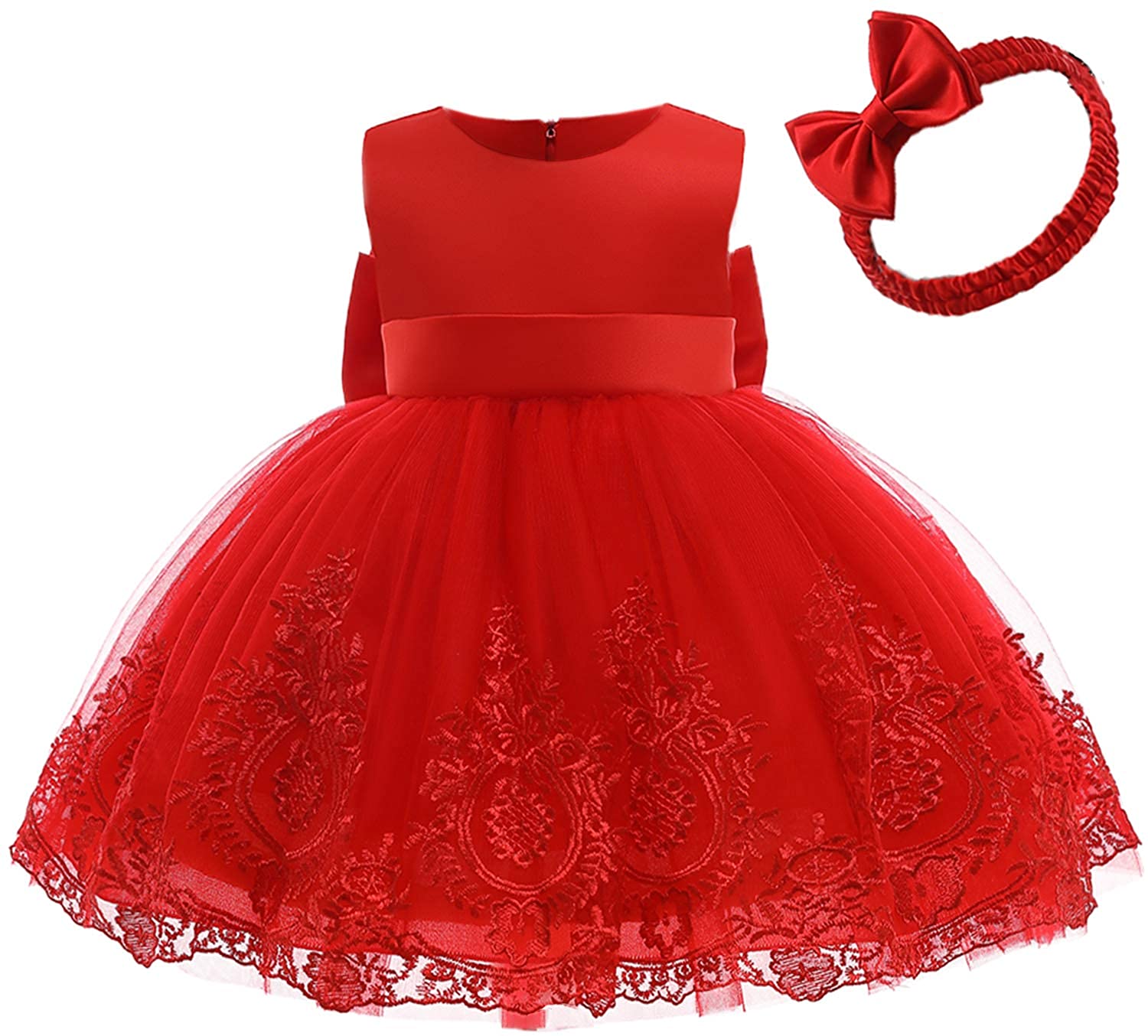 Robe Bébé Fille Noël Rouge - Dentelle, Tutu, Imprimé Père Noël, Taille 0-3 Mois, Tenue Fête Anniversaire - 4