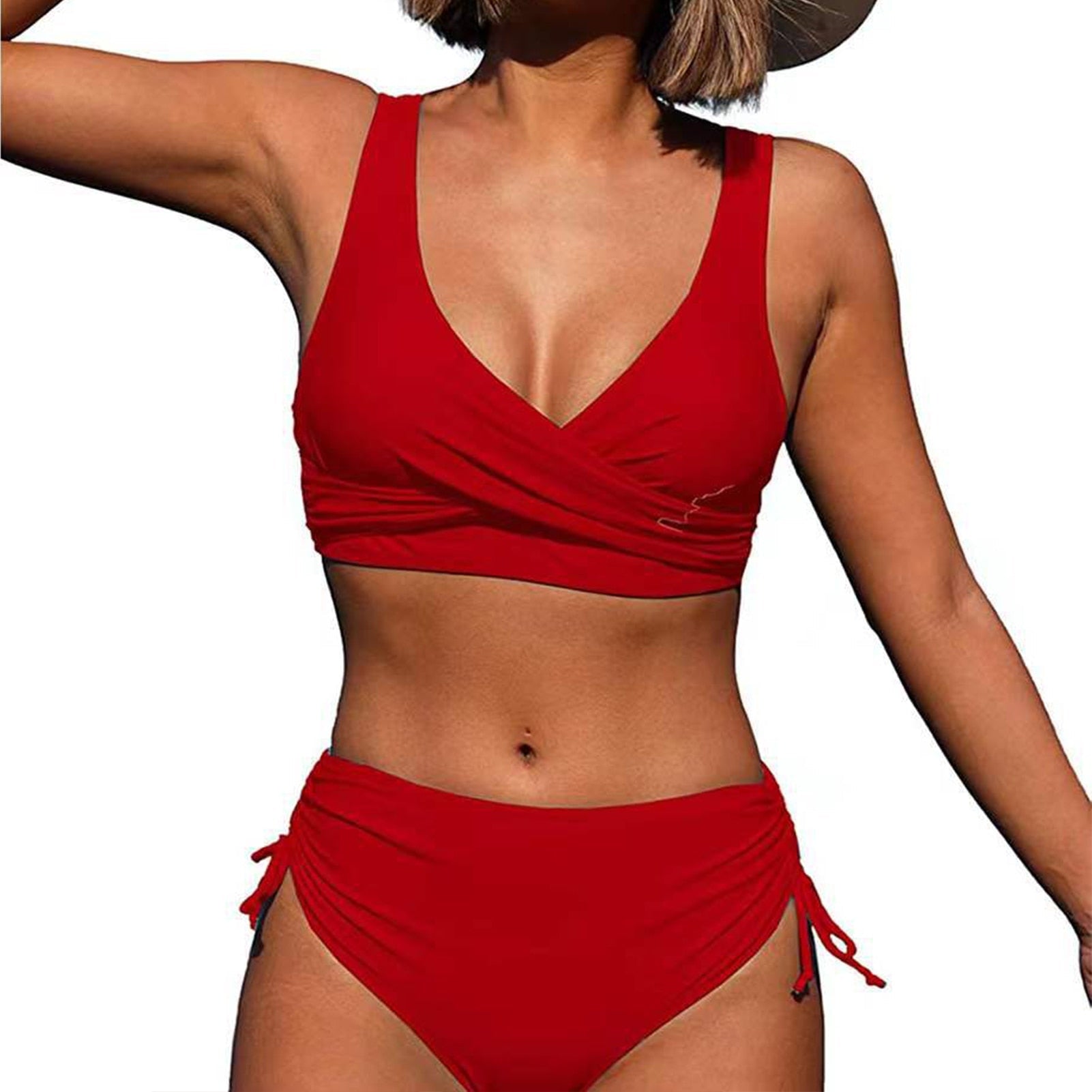 Maillot de bain top rouge deux pieces