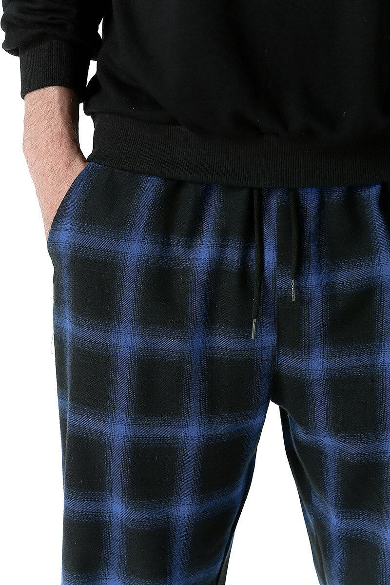 Pyjashort Homme Moonline à Carreaux - Pyjama Court Confortable Coton Col V Poche Poitrine - M à 5XL
