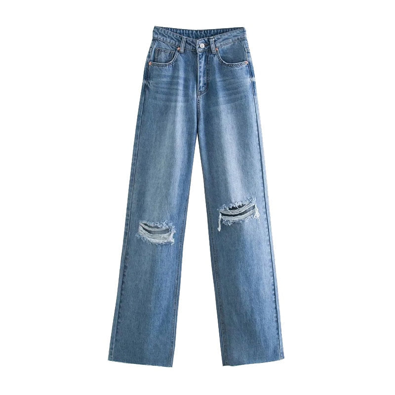 Jean destroy top blanc femme