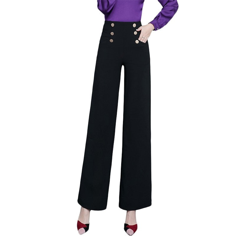 Pantalon Taille Haute Femme Noir Vintage