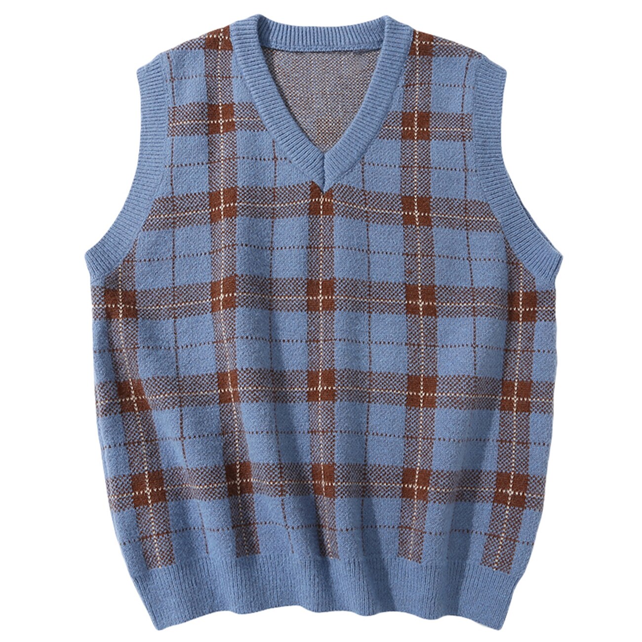 Pull à carreaux sans manche sale