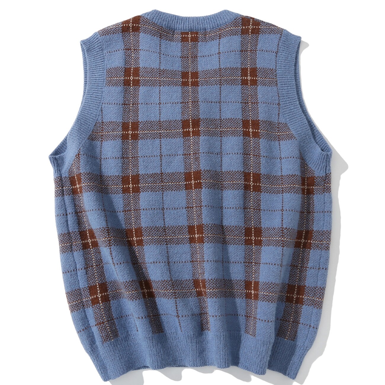 Pull à carreaux sans manche outlet