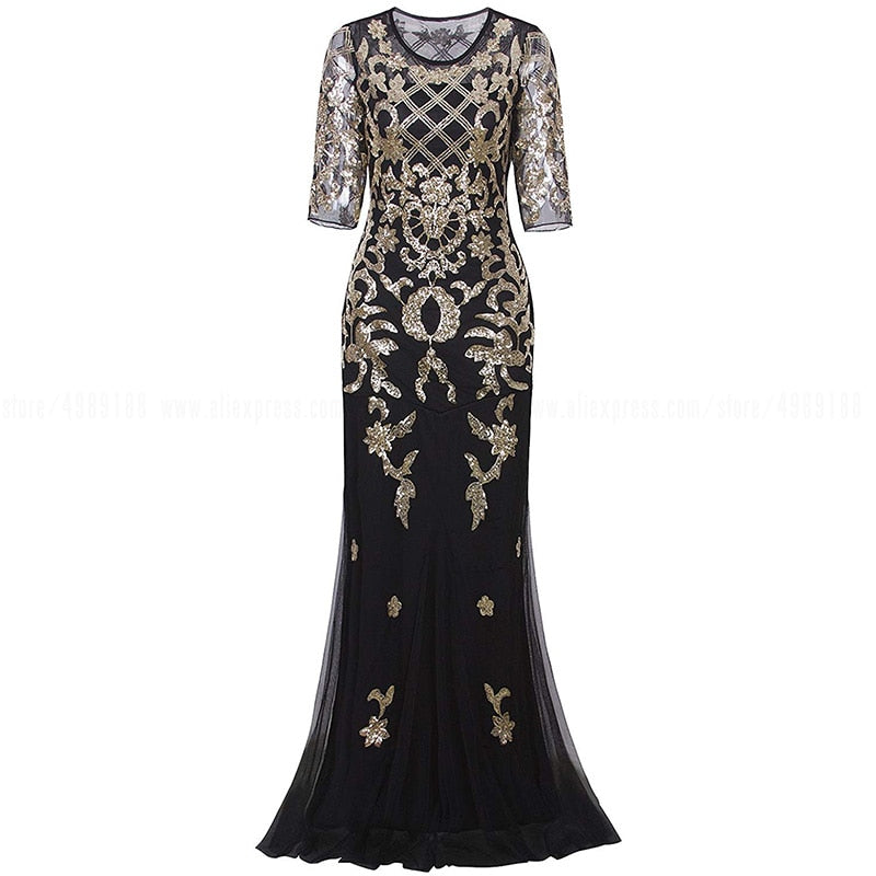 Robe Année 20 Noir Et Or