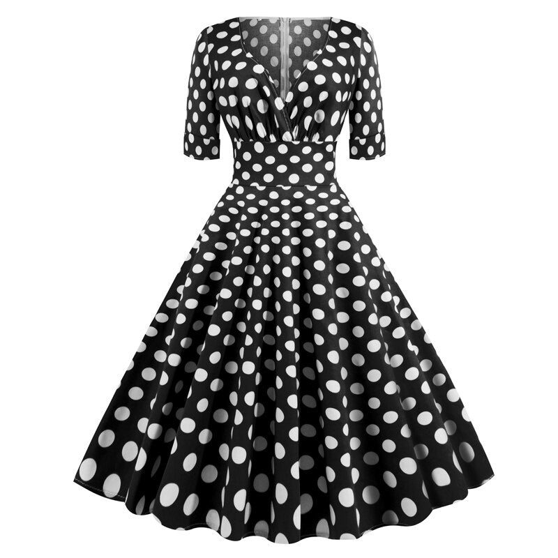 Robe a discount pois année 50