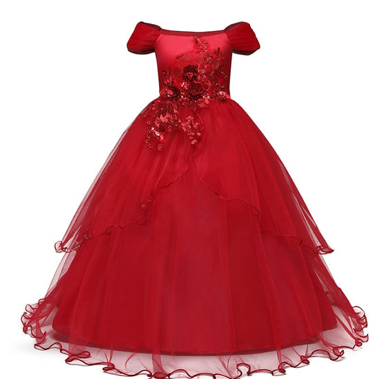 Freebily Robe De Soirée Fille Fleur Tulle - Robe Cocktail Mariage Anniversaire 5-16 Ans