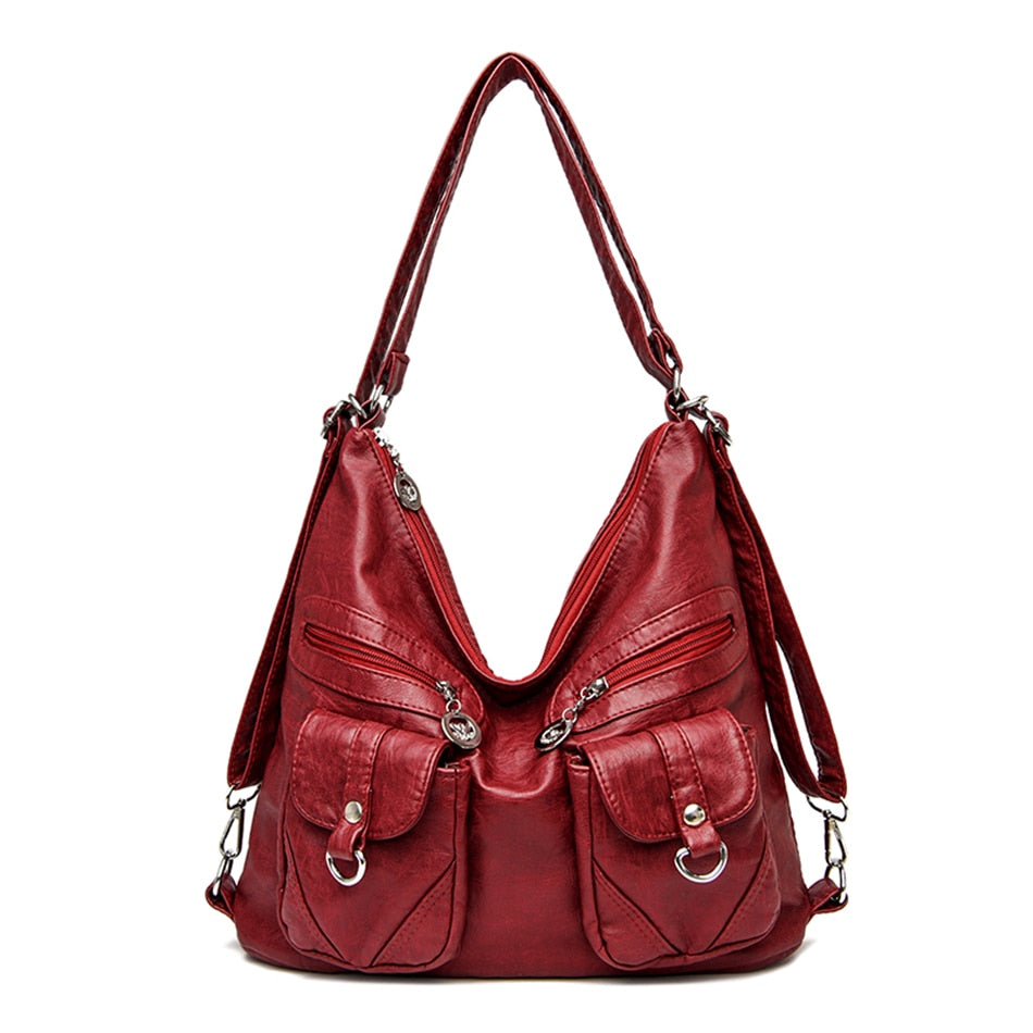 Sac à Main Vintage Messager En Simili Cuir Marron - Fermeture à Bascule, Doublure Satin Vert - Occasion