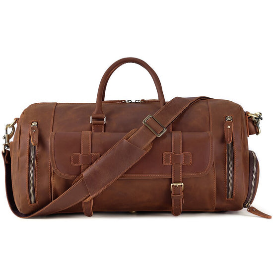 Sac De Sport Voyage Cuir Brossé Vintage