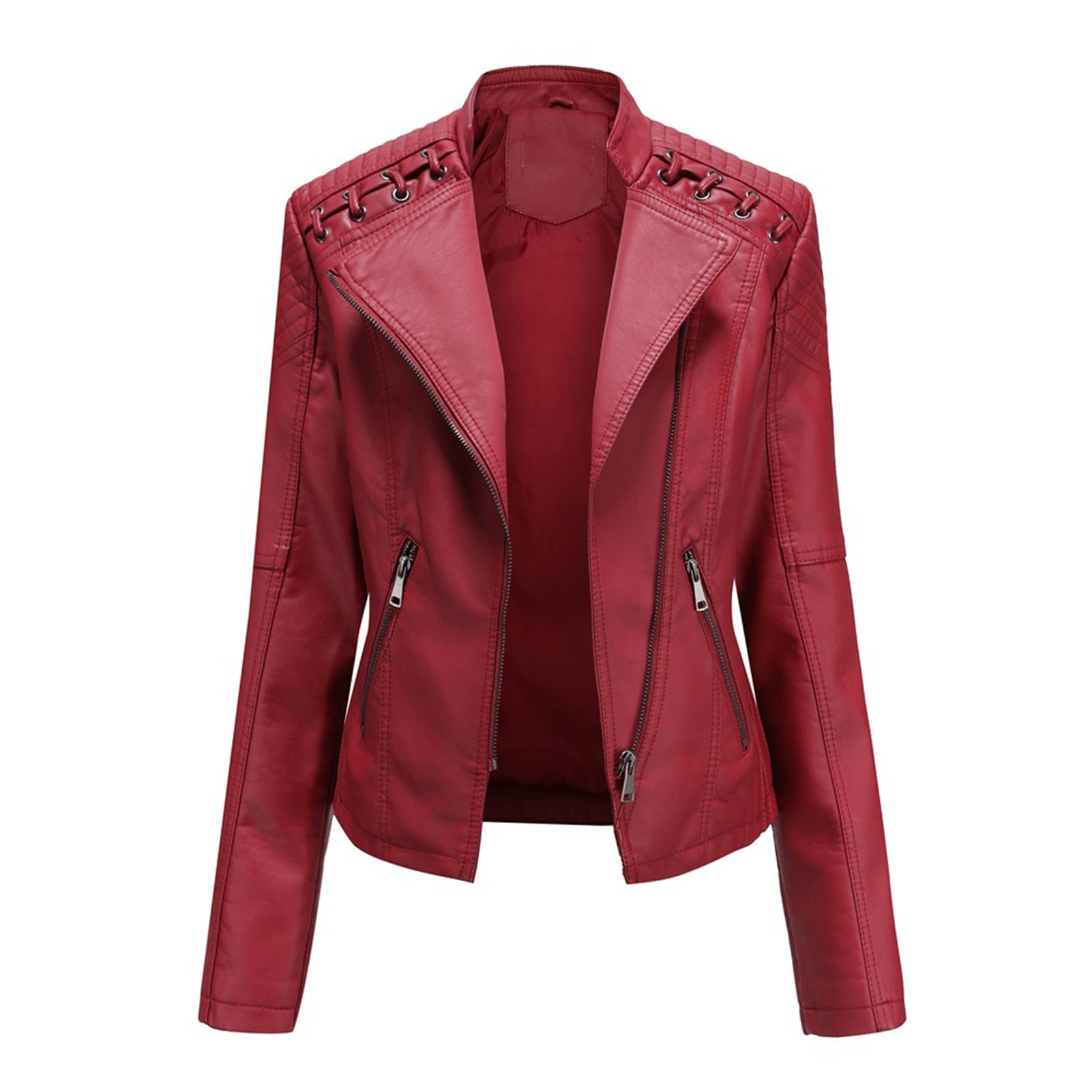 Veste simili cuir on sale rouge